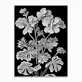 Wild Geranium Wildflower Linocut 2 Canvas Print