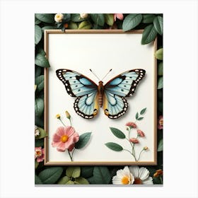 Butterfly In A Frame Canvas Print