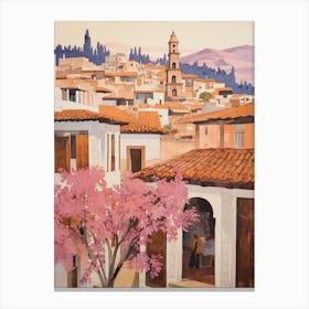 Granada Spain 2 Vintage Pink Travel Illustration Canvas Print