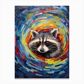 A Raccoon Swimming In River In The Style Of Jasper Johns 3 Canvas Print