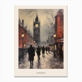 Vintage Winter Painting Poster London England 1 Canvas Print