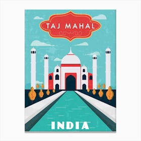 Taj Mahal, India — Retro travel minimalist poster Canvas Print