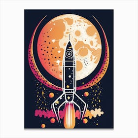 Retro Space Rocket Launch with a Lunar Backdrop Lienzos