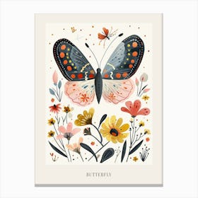 Colourful Insect Illustration Butterfly 21 Poster Canvas Print