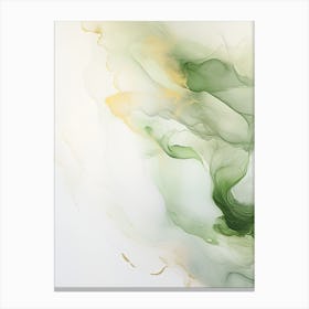 Green, White, Gold Flow Asbtract Painting 2 Canvas Print