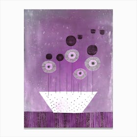 Purple Flowers in a Vase Abstract Painting Canvas Print