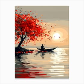 Autumn Tree In A Boat Canvas Print