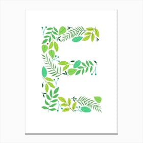 Leafy Letter E Canvas Print