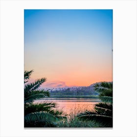 Sunset Over The River Canvas Print