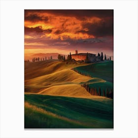 Sunset In Tuscany 1 Canvas Print