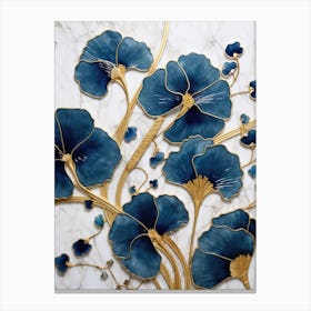 Blue And Gold Flowers 1 Canvas Print