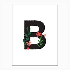 Bedroom Decor White Floral Letters Grey 02 Canvas Print