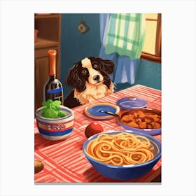 Dog And Pasta 8 Canvas Print