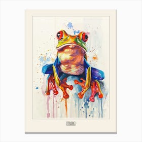 Frog Colourful Watercolour 4 Poster Canvas Print