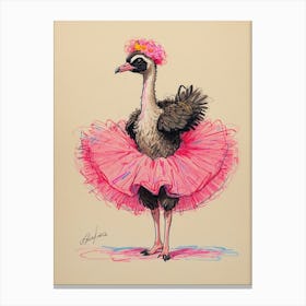 Ostrich In Pink Tutu 1 Canvas Print