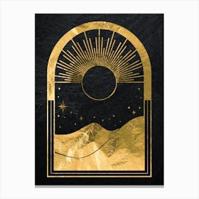 Mystical Gold Moon: Sun & mountain Canvas Print