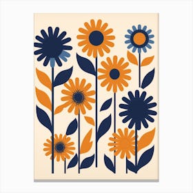 Flowers In Blue And Orange Canvas Print