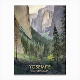 Yosemite National Park Watercolors Vintage Travel Poster 4 Canvas Print