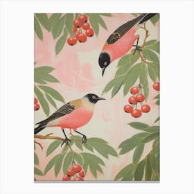 Vintage Japanese Inspired Bird Print Kiwi 3 Canvas Print