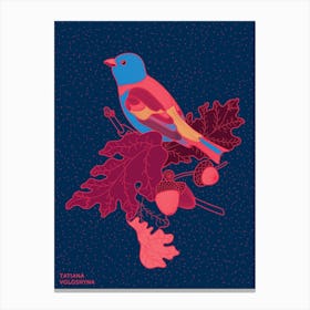 Acorn Branch And Bird Canvas Print