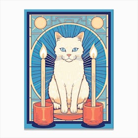 White Cat Tarot Card Illustration 2 Canvas Print