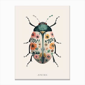 Colourful Insect Illustration June Bug 3 Poster Canvas Print