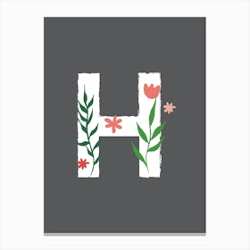 Bedroom Decor White Floral Letters 08 Canvas Print