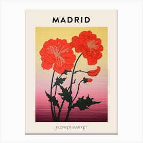 Madrid Spain Botanical Flower Market Poster Canvas Print
