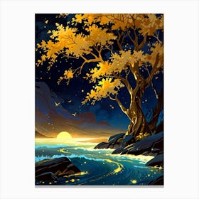 Tree At Night 1 Canvas Print