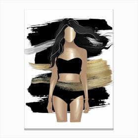 Gold And Black Woman In Bikini Canvas Print