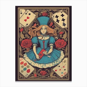 Alice In Wonderland Vintage Playing Card Canvas Print