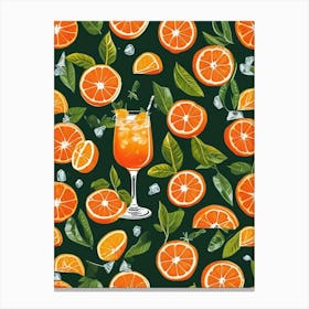 Aperol Spritz Pattern Cocktail Oranges Kitchen Art Art Print (4) Canvas Print