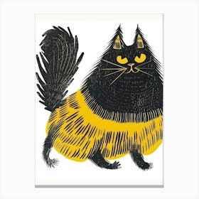 Black Cat With Yellow Stripes Canvas Print