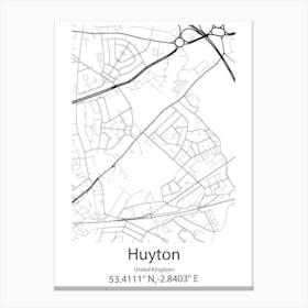 Huyton,United Kingdom Minimalist Map Stampe su tela