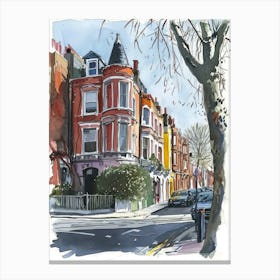 Kensington And Chelsea London Borough   Street Watercolour 2 Canvas Print