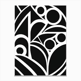 Retro Inspired Linocut Abstract Shapes Black And White Colors art, 214 1 Canvas Print