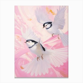 Pink Ethereal Bird Painting Carolina Chickadee 1 Canvas Print