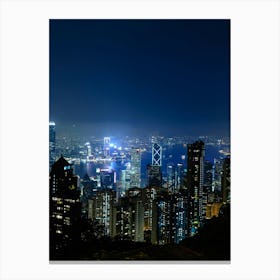 Hong Kong City At Night Canvas Print