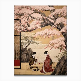 Cherry Blossoms Japanese Style Illustration 5 Canvas Print