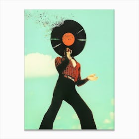 Man With A Record Canvas Print