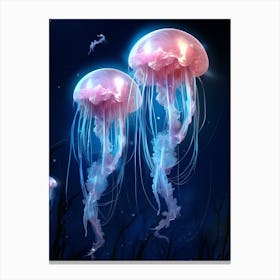 Moon Jellyfish Neon 2 Canvas Print