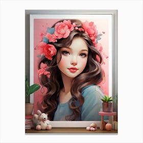 lovly Girl With Flowers Canvas Print