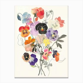 Wild Pansy 3 Collage Flower Bouquet Canvas Print