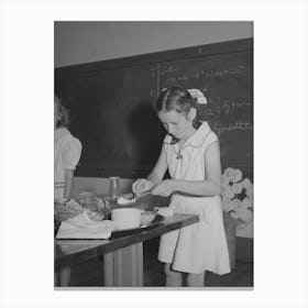 Schoolgirl Demonstrating Cooking Methods At The 4 H Club Spring Fair, Adrian, Oregon By Russell Lee Canvas Print