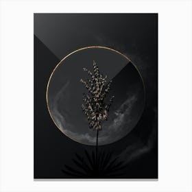 Shadowy Vintage Adam's Needle Botanical in Black and Gold n.0170 Canvas Print