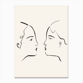 The Kiss Line Drawing Illustration Art Print Canvas Print