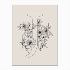 J FLORAL INITIAL Canvas Print