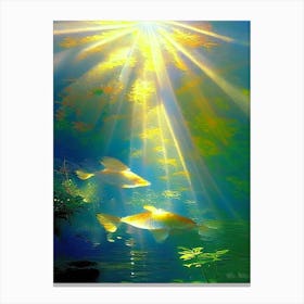 Tancho Koi 1, Fish Monet Style Classic Painting Canvas Print