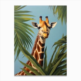 Giraffe 2 Tropical Animal Portrait Canvas Print