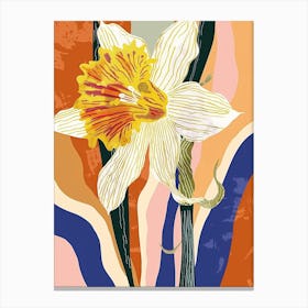 Colourful Flower Illustration Daffodil 1 Canvas Print